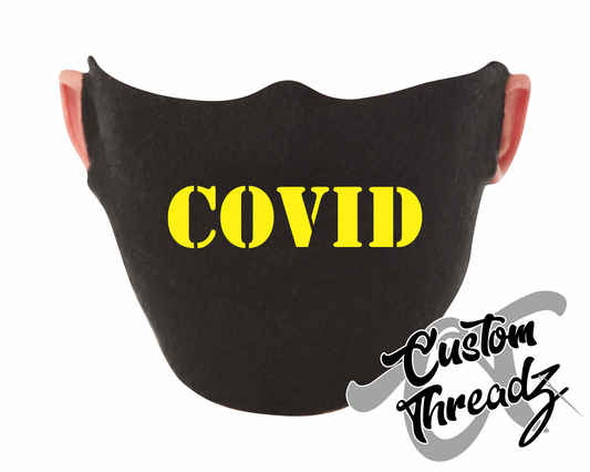 black face mask with covid DTG printed