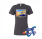 dark heather grey womens tee with customize durham nc DTG printed design