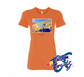 orange womens tee with customize durham nc DTG printed design