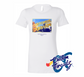 white womens tee with customize durham nc DTG printed design