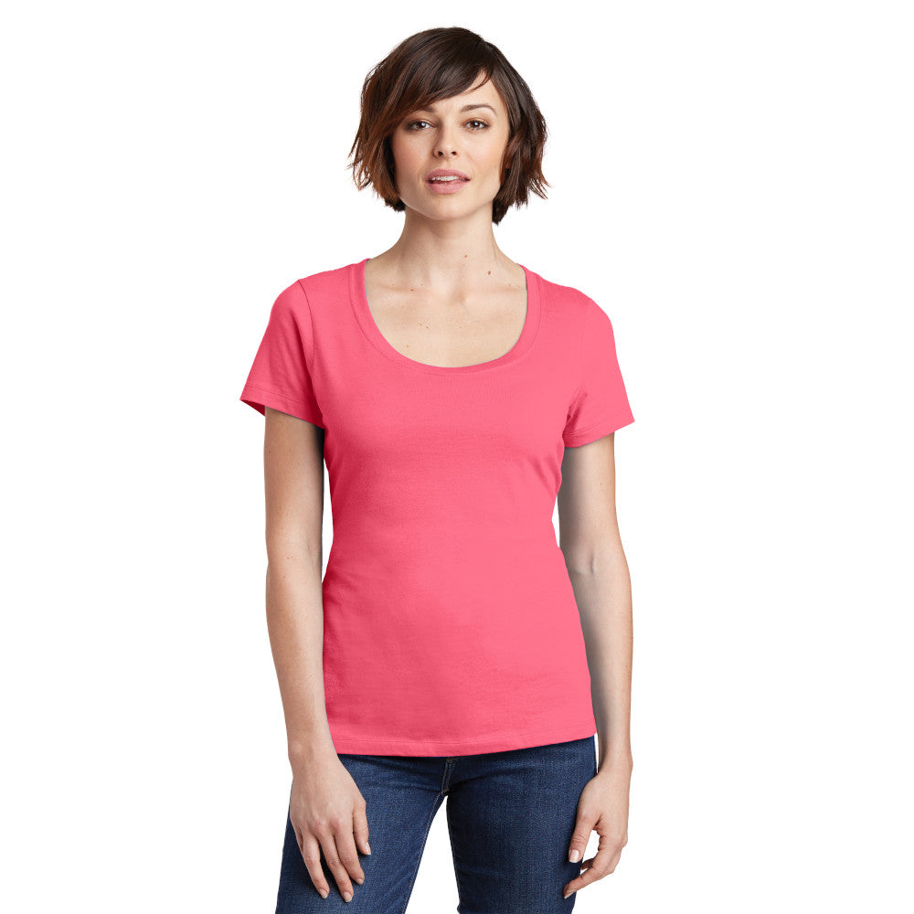 district perfect weight womens scoop neck tee coral