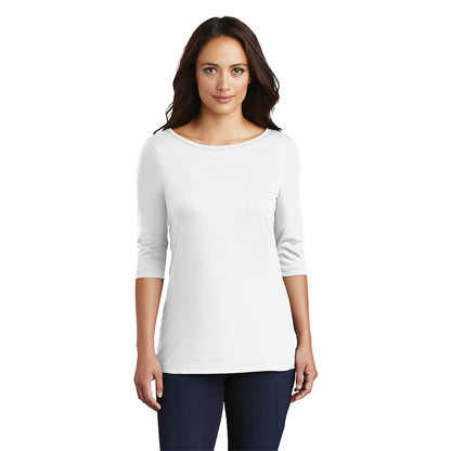 district perfect weight womens 3/4 sleeve tee bright white