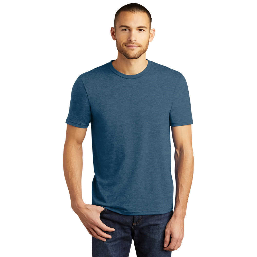 model in district perfect tri tee heathered nepture blue