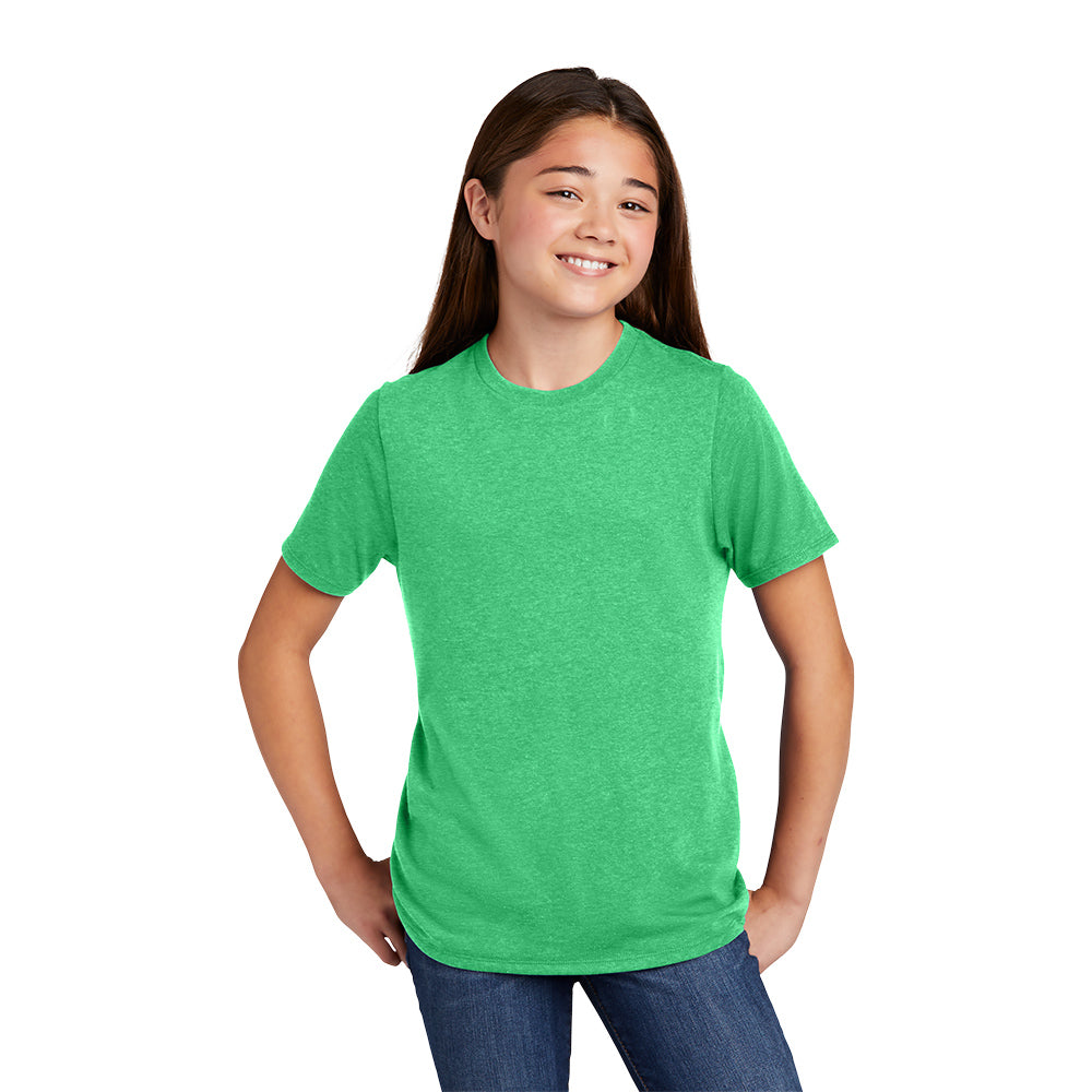 child model in district youth perfect tri tee green frost