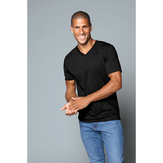model in district perfect tri v-neck tee black frost