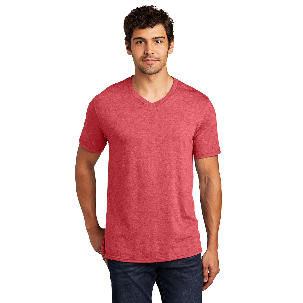 model in district perfect tri v-neck tee red frost