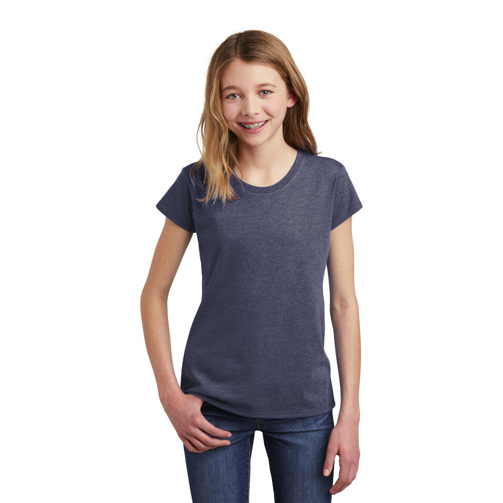 district youth girls tee heathered navy
