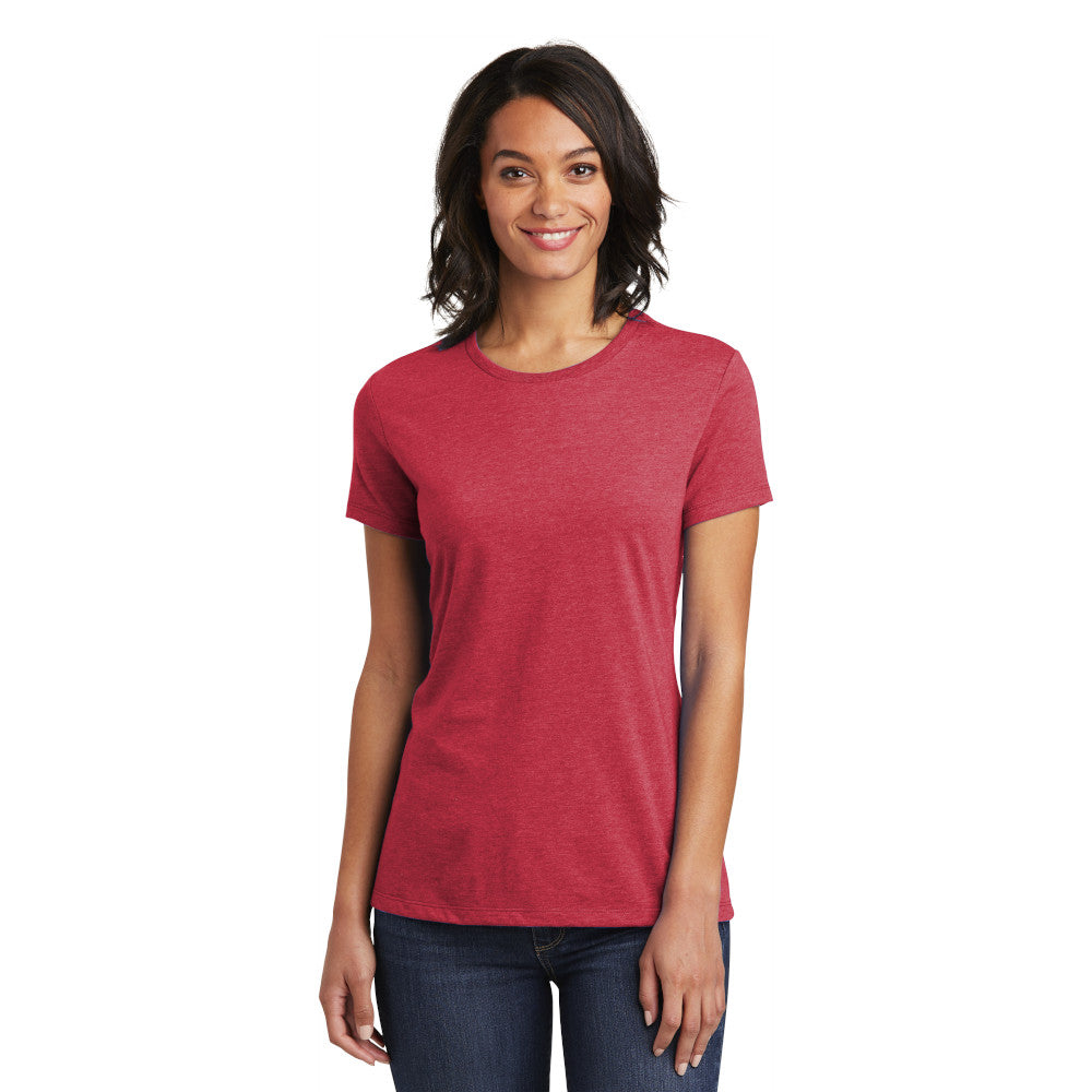 district womens tee heathered red