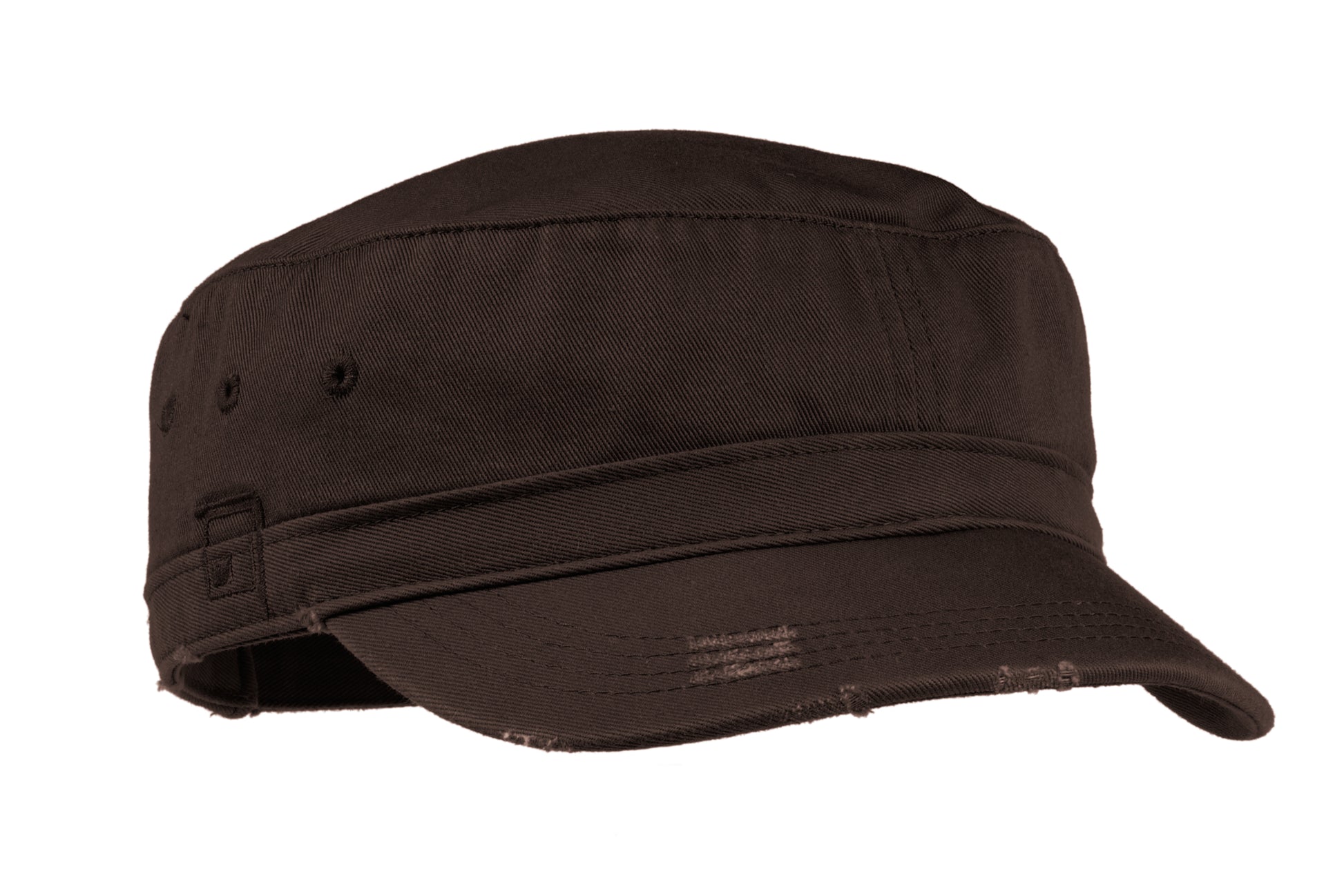 district distressed military hat chocolate brown