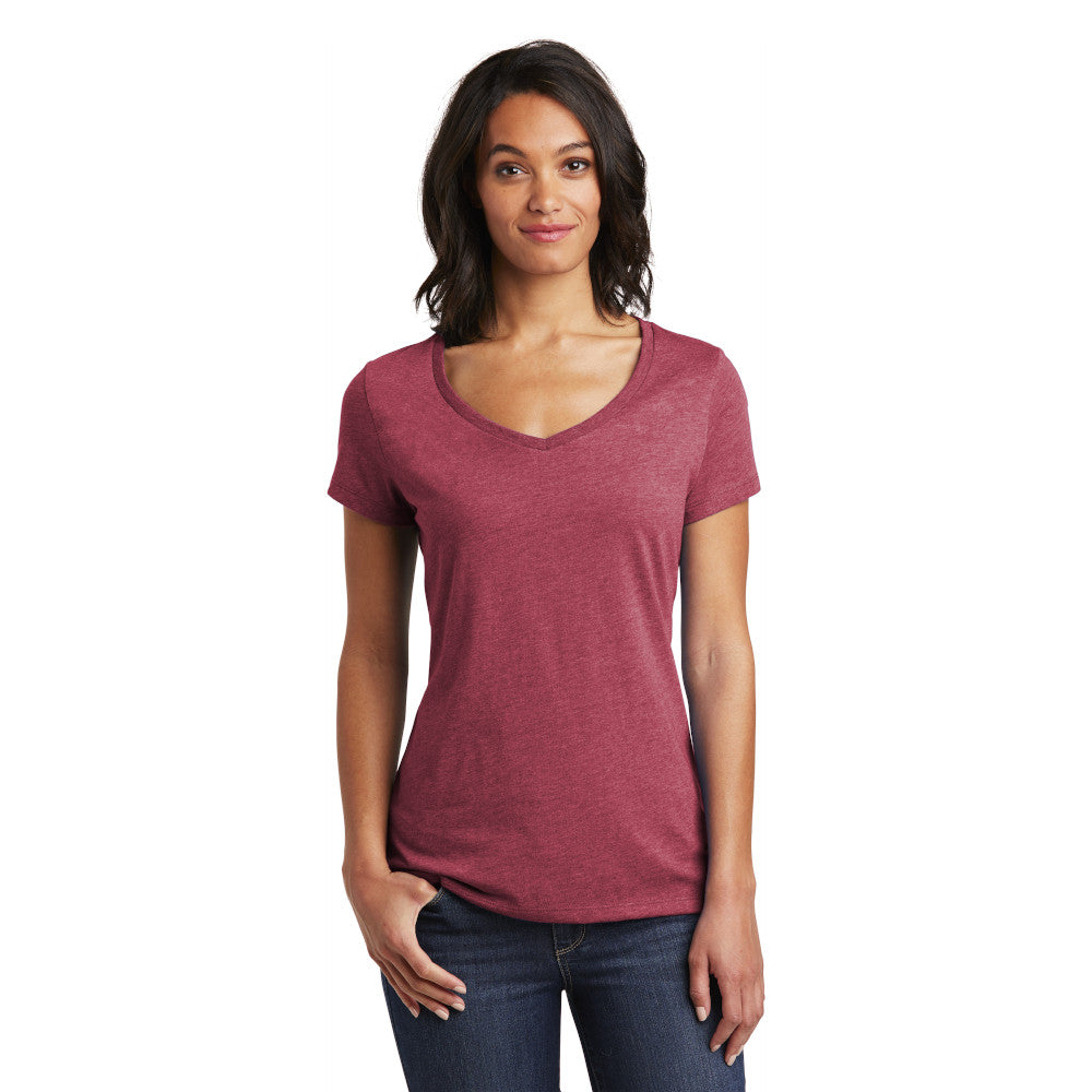 district womens v-neck tee heathered cardinal