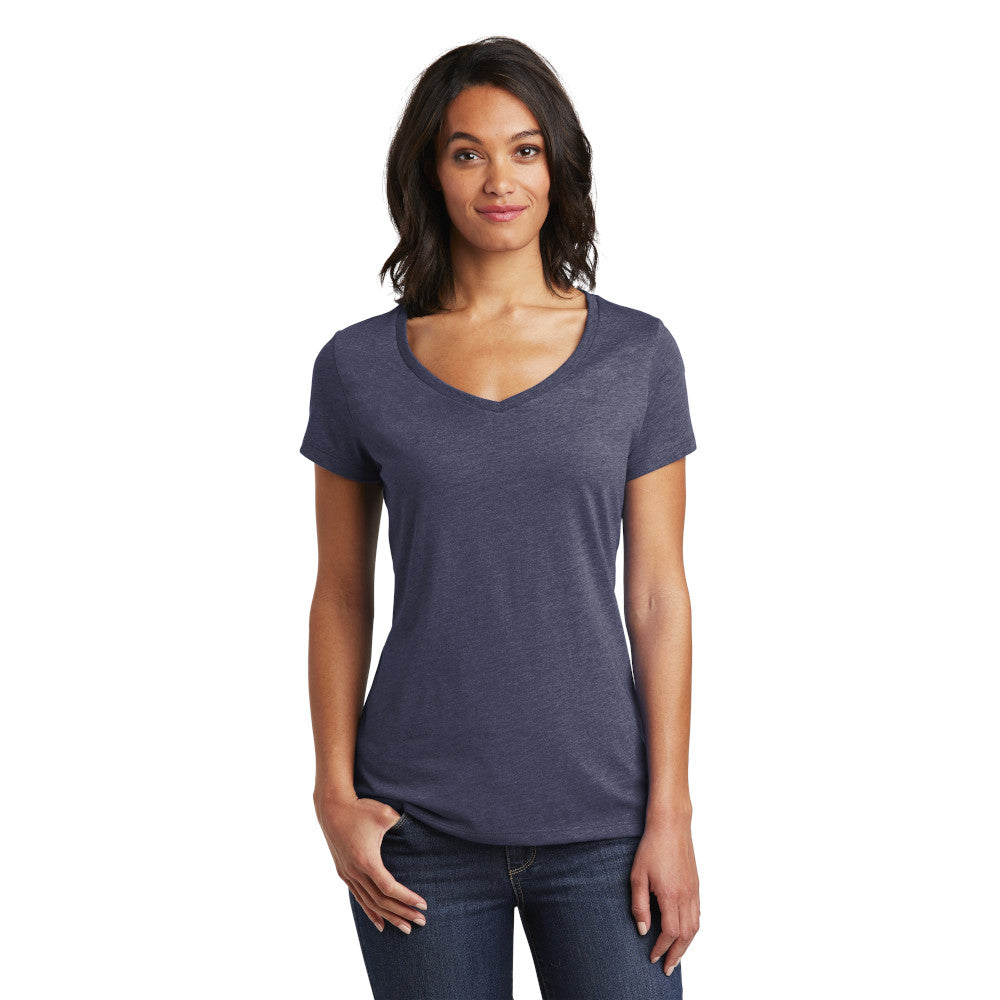 district womens v-neck tee heathered navy