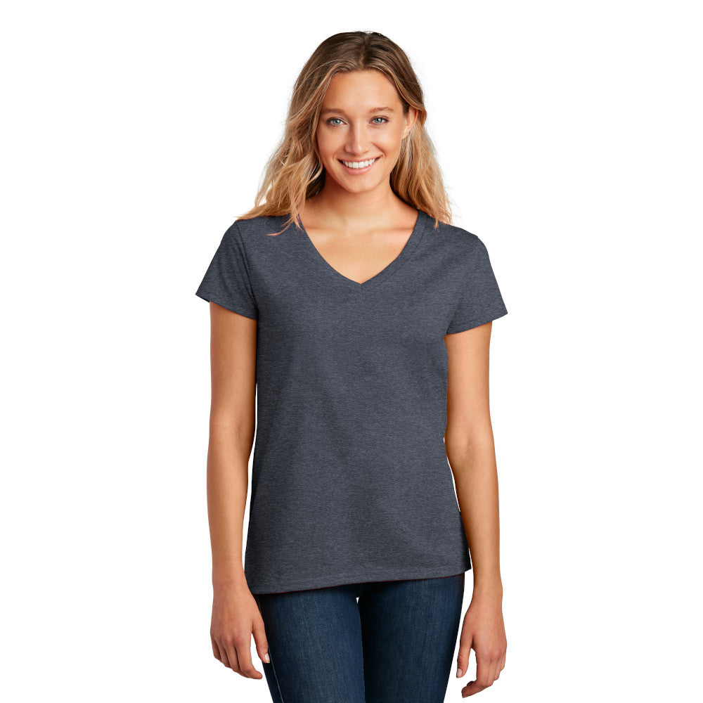 district womens recycled re-tee heathered navy