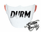 white face mask with durm nc DTG printed design
