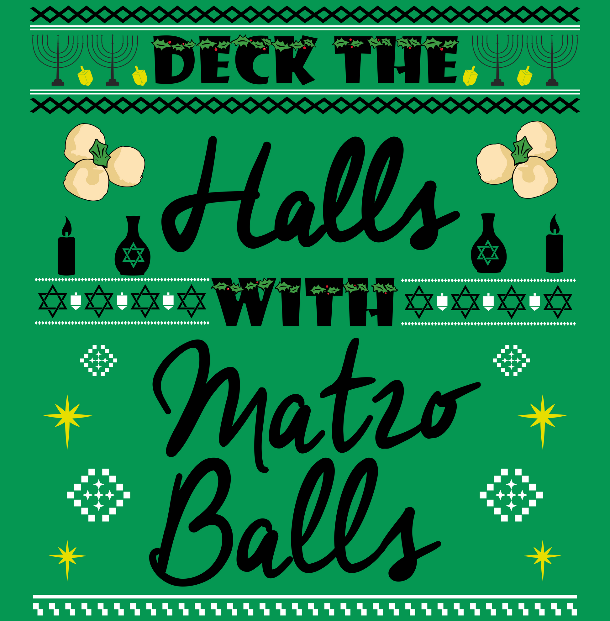 deck the halls with matzo balls hanukkah DTG design graphic