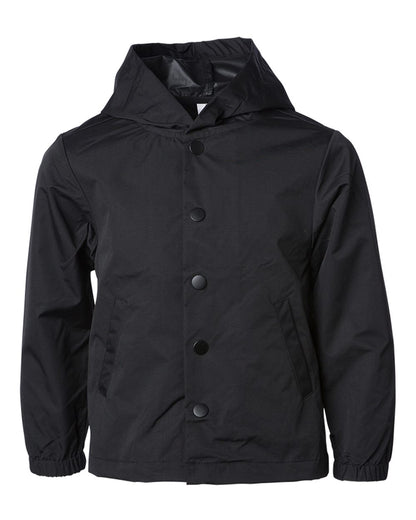 independent youth hooded windbreaker coachs jacket in black