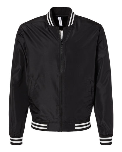 independent trading co bomber jacket black white stripe