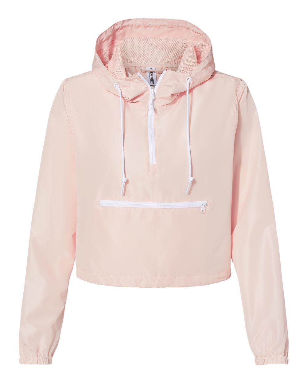 independent trading co womens 1/4-zip crop windbreaker blush white