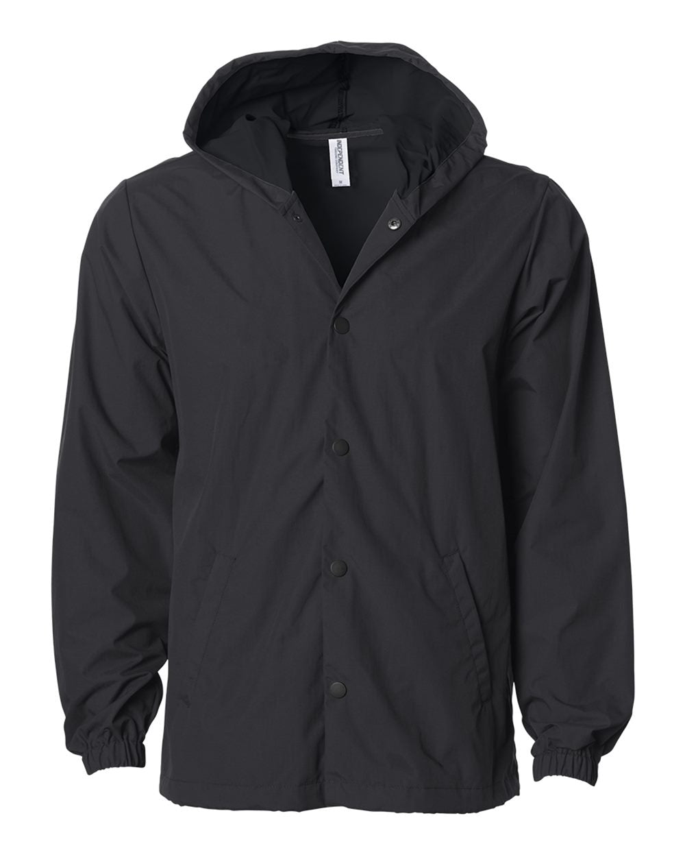 independent trading co hooded windbreaker coachs jacket black black