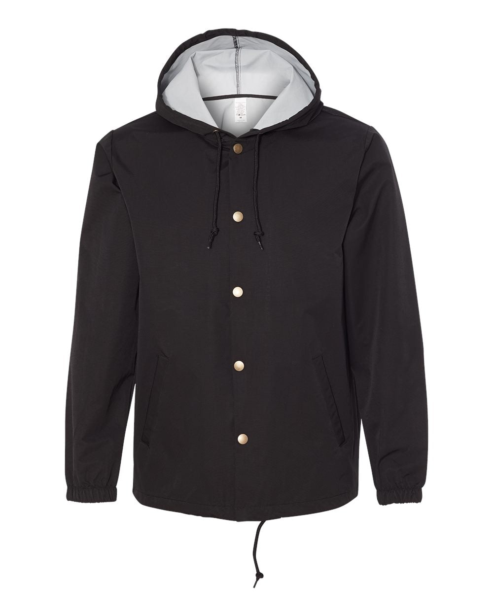 independent trading co hooded windbreaker coachs jacket black