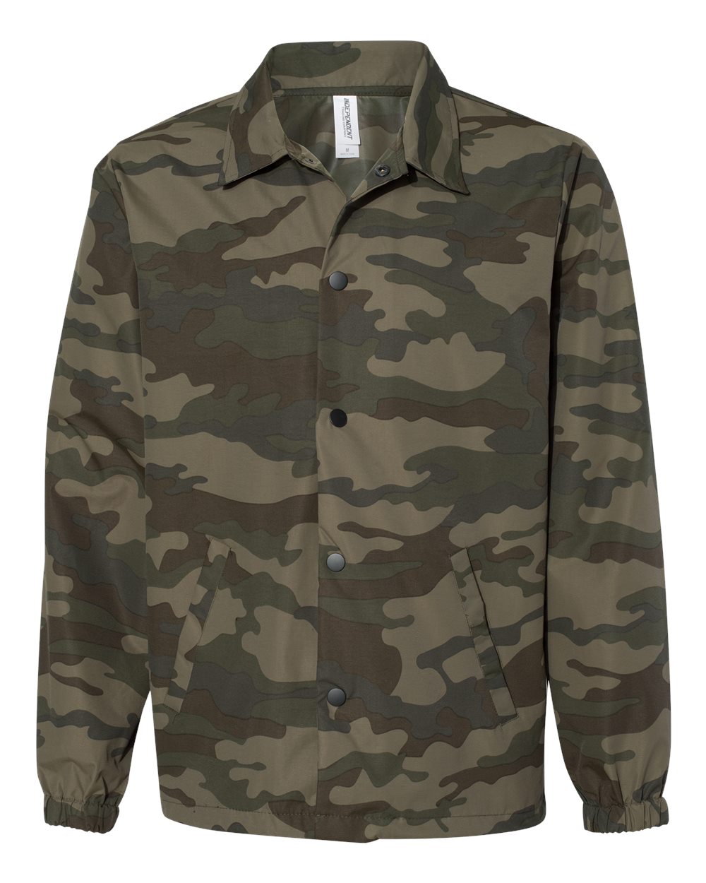 independent trading co windbreaker coachs jacket forest camo