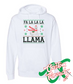 white hoodie christmas fa la llama DTG printed design