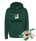 green hoodie christmas fa la llama DTG printed design