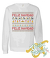 white crewneck sweatshirt christmas feliz navidad DTG printed design