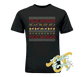 black youth tee with  feliz navidad christmas sweater style DTG printed design