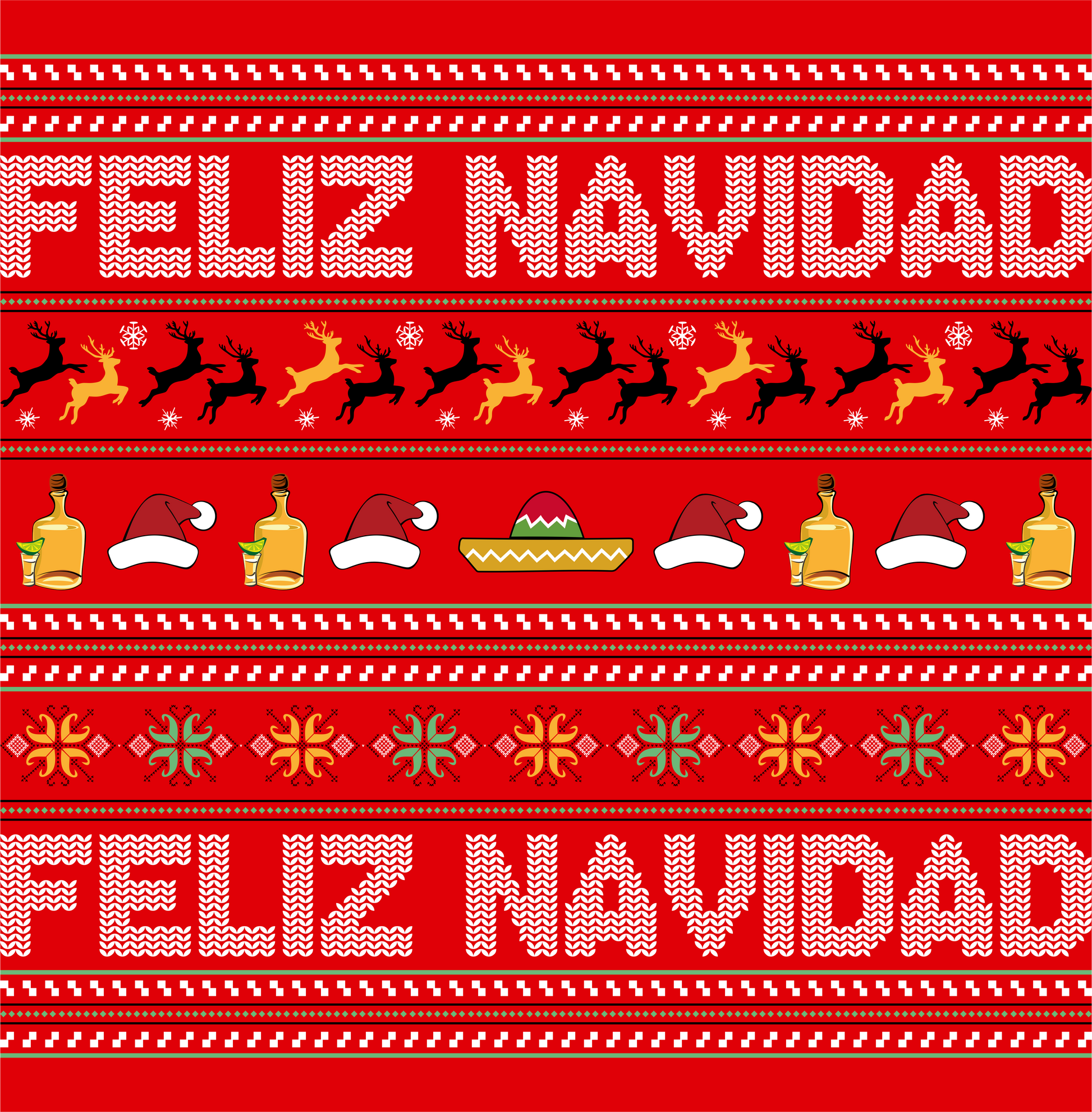 feliz navidad christmas sweater style DTG design graphic