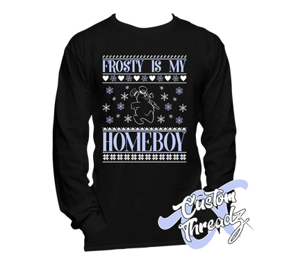 black long sleeve tee with frosty is my homeboy DTG printed design