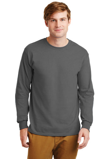 gildan ultra cotton long sleeve t-shirt charcoal