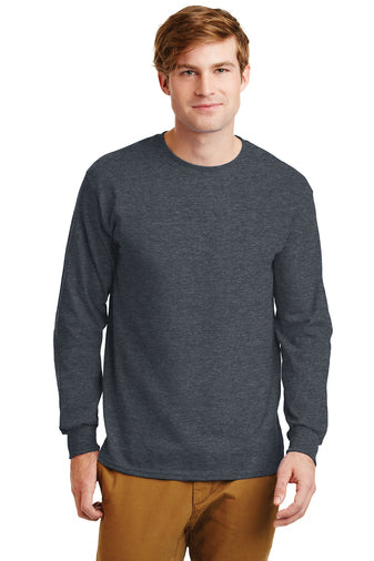 gildan ultra cotton long sleeve t-shirt dark heather