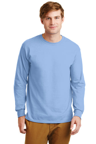 gildan ultra cotton long sleeve t-shirt light blue