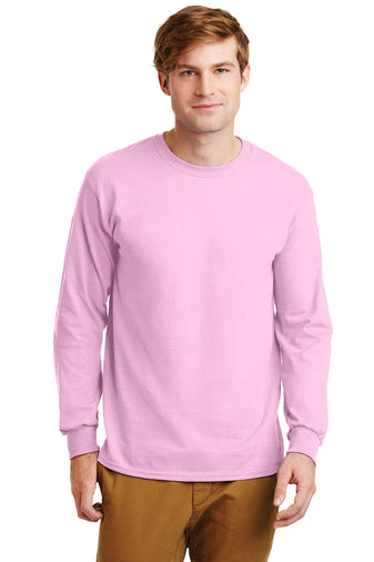 gildan ultra cotton long sleeve t-shirt light pink