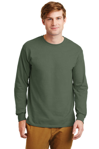 gildan ultra cotton long sleeve t-shirt military green