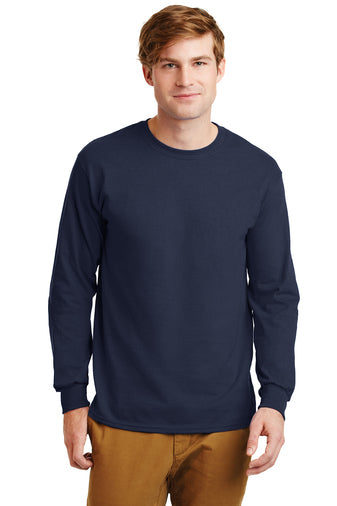 gildan ultra cotton long sleeve t-shirt navy