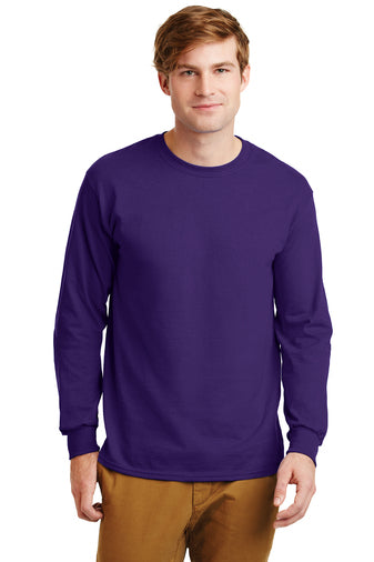 gildan ultra cotton long sleeve t-shirt purple