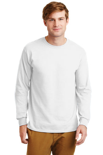gildan ultra cotton long sleeve t-shirt white