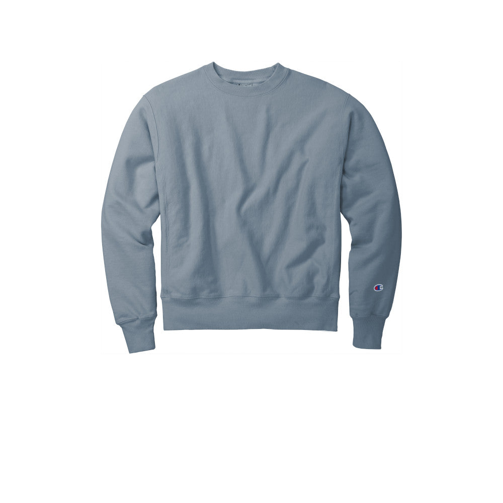 champion adult garment dyed crewneck sweatshirt saltwater blue