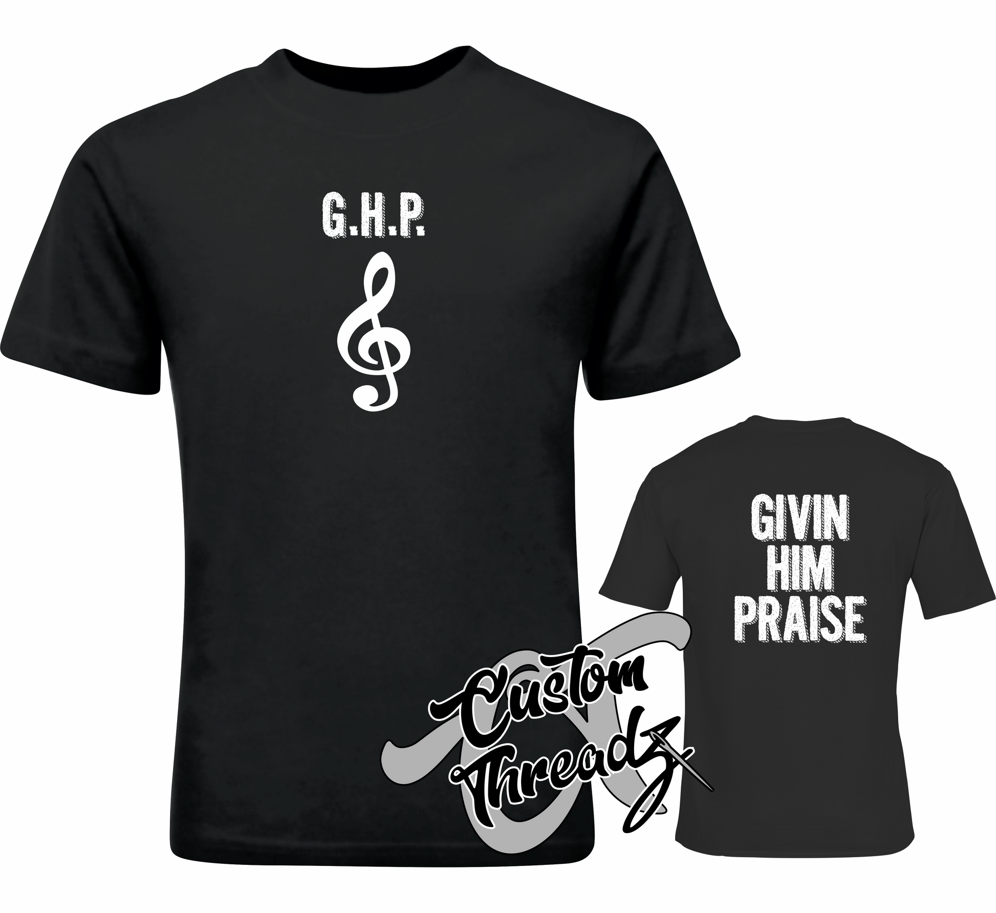 giving him praise music note DTG printed design black tee