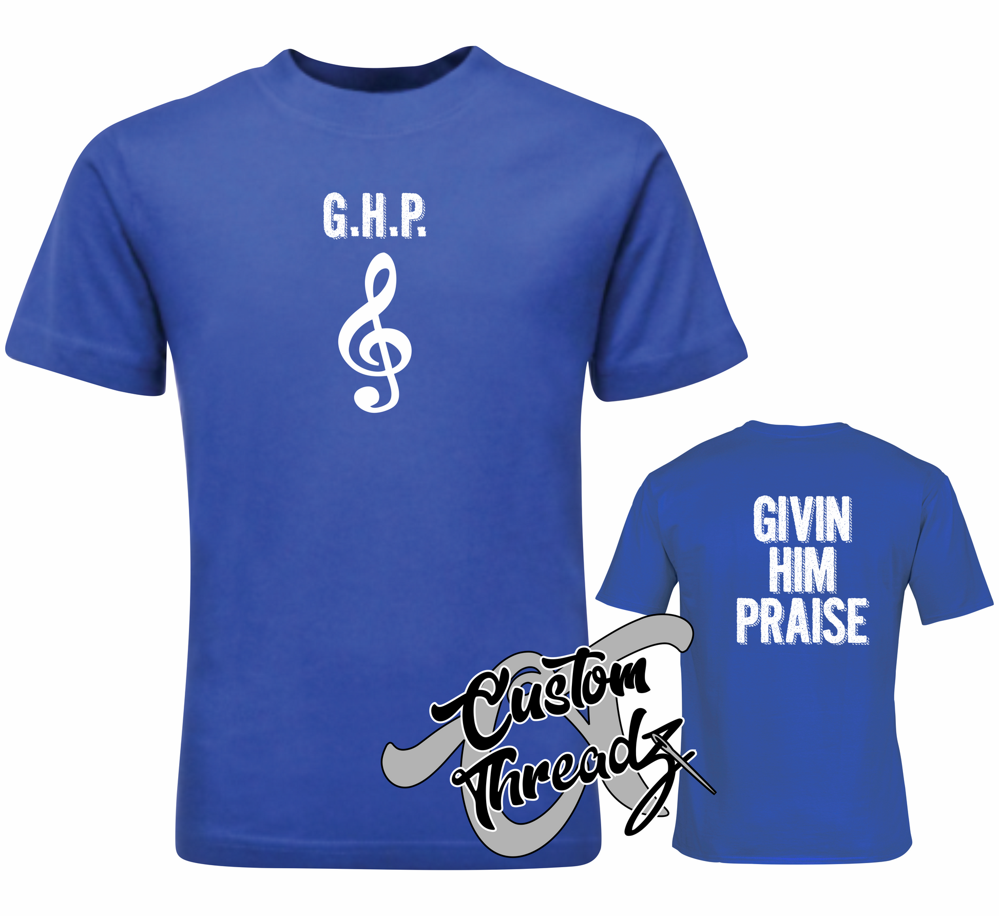 giving him praise music note DTG printed design royal blue tee