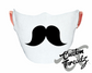 white face mask with handlebar mustache DTG printed design