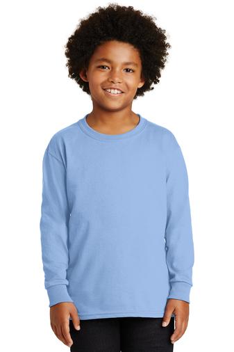 gildan ultra cotton youth long sleeve t-shirt light blue