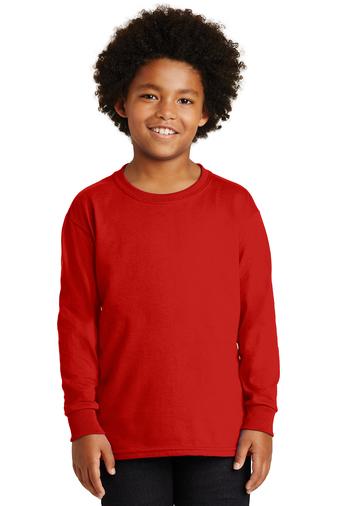 gildan ultra cotton youth long sleeve t-shirt red