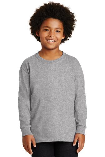 gildan ultra cotton youth long sleeve t-shirt sport grey