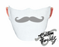 white face mask with grey mustache DTG printed design