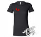 black womens tee with heartbreaker broken heart DTG printed design