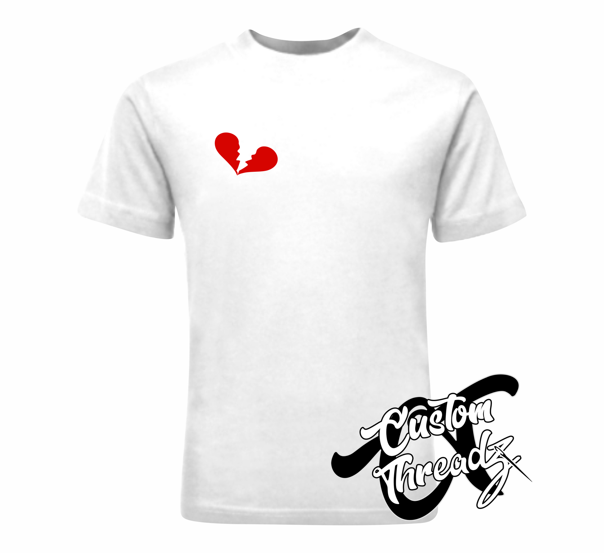 white tee with heartbreaker DTG printed design
