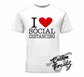 white tee with i heart social distancing DTG printed design