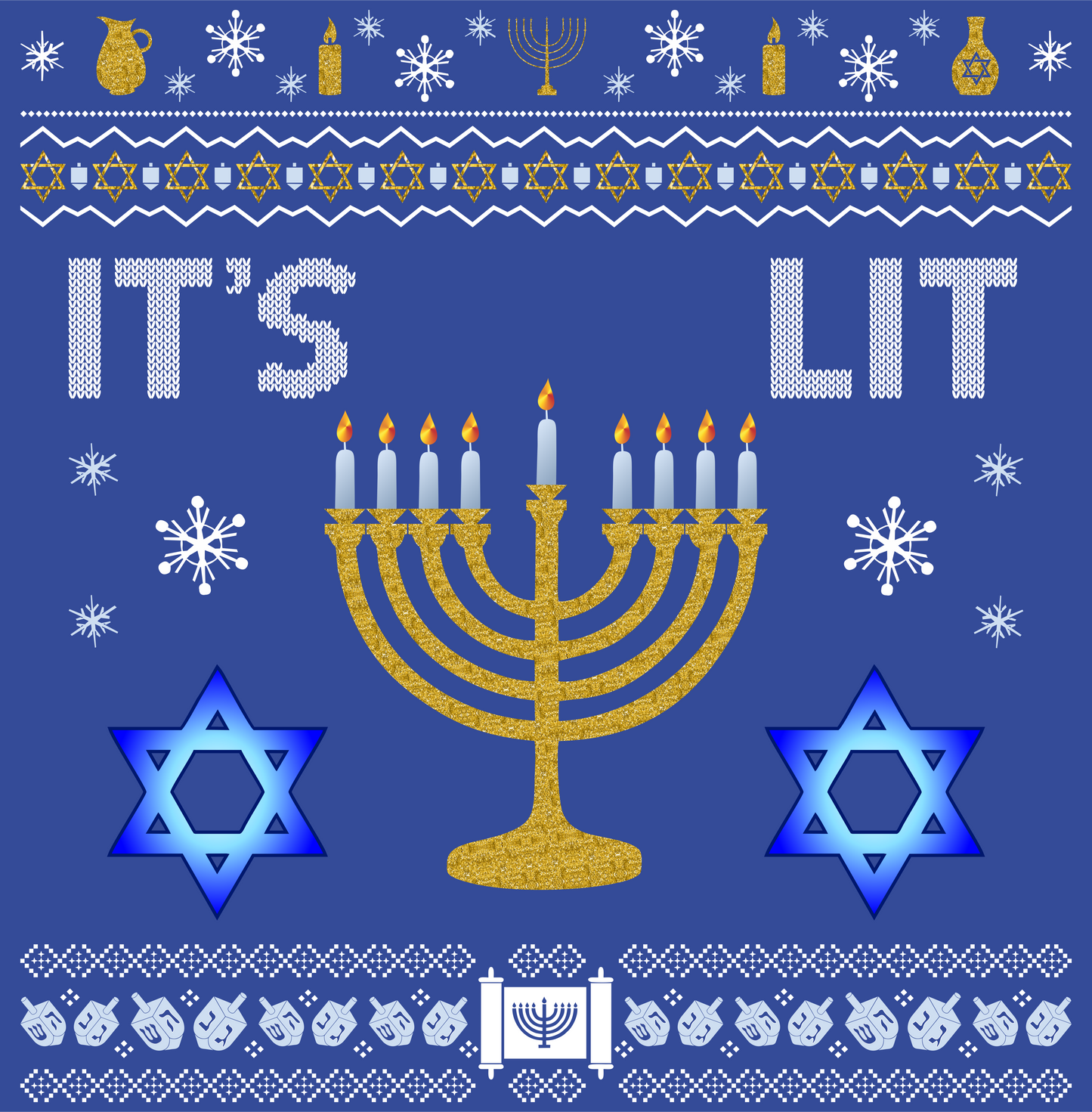 hanukkah its lit DTG design graphic